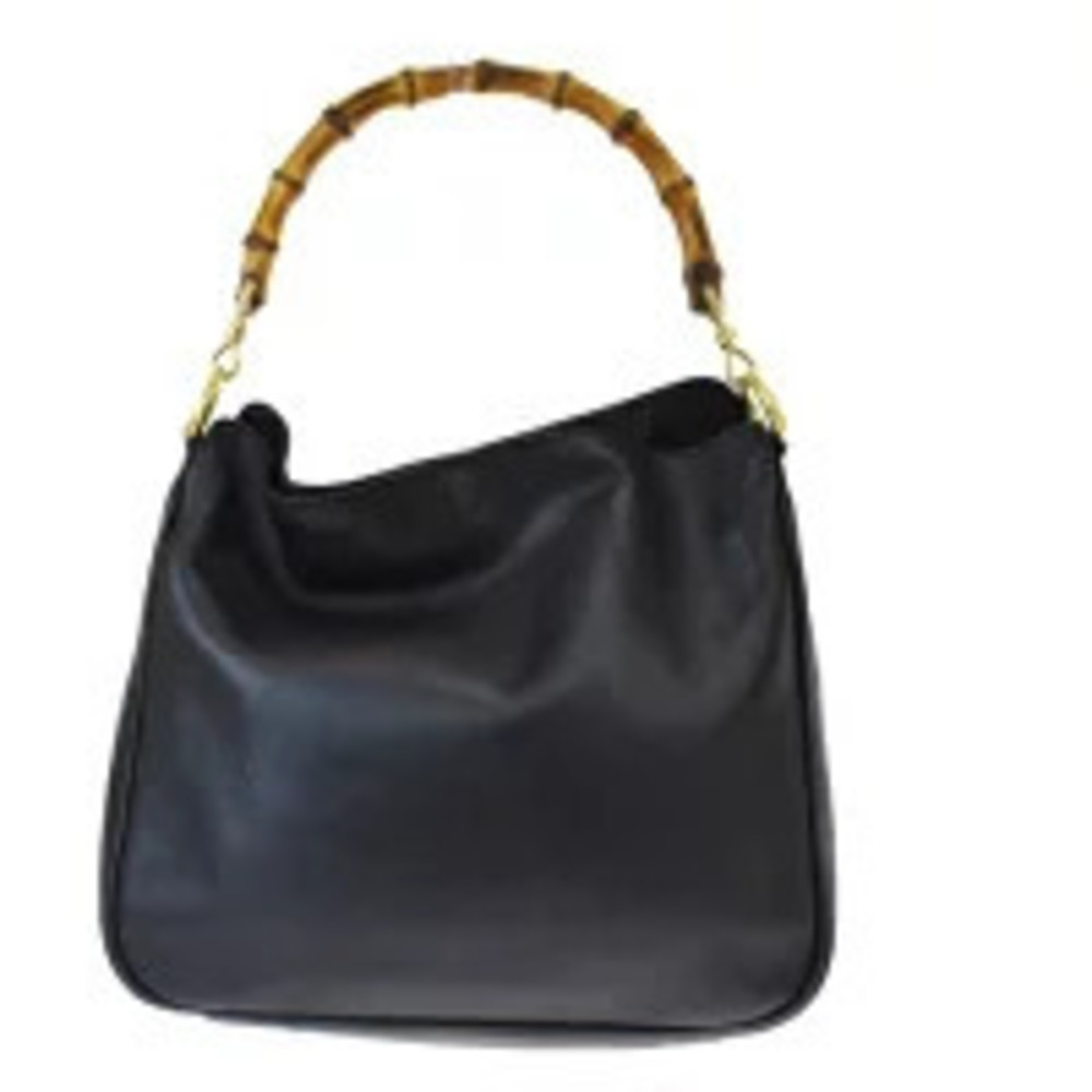 Gucci Bamboo Handbag Black Leather